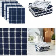 OpenHIDII - 100% algodn, lavable a mquina, pao de cocina bsico para uso diario, diseo de cristal de ventana, juego de 6 unidades, color arndano - azul+paño - Ver 27