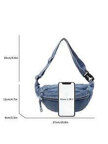 1 pieza (27cm*12cm*9cm) Bolso de pecho de mujer de moda, bolso de hombro, bolso cruzado, bolso de mensajero, el material es resistente a los arañazos y al desgaste, adecuado para compras, citas, salidas, viajes al trabajo, longitud ajustable de la correa, regalo para familia, amigos, novia, bolso de pecho de mujer casual y elegante en azul claro - Azul - Ver 9