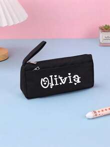 1pc Personalized Double-Layer Pencil Case, Large Capacity Pencil Box, School Supplies, Minimalist Personalized Pencil Pouch, Large Capacity Student Pencil Case Storage Bag, School Pencil Box, Personalized Pencil Bag, Double-Layer Pencil Bag, Minimalist Stationery Pencil Box, Back To School Supplies, Teacher's Day Gift - Multicolor - View 11