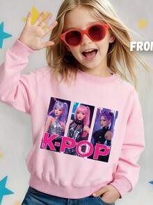 Baby Phat Women Girls' Casual Sweatshirt | Kpop Demon Hunters  Girls Clothes Print | Baby Phat | Teen Girl Clothes | Essential For Girls' Fashionable Spring And Autumn Outfits | Kids Valentine's Day - 粉色 - 查看 1