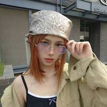 Street Hip-Hop Style 1pc Classic Snake Pattern Triangle Scarf Temperament Women Bandana Scarf Outdoor Neck Sunscreen Scarf Headscarf Women's Sparkly Metallic Scarf Shiny Square Bandanas Head Hair - B - 查看 1