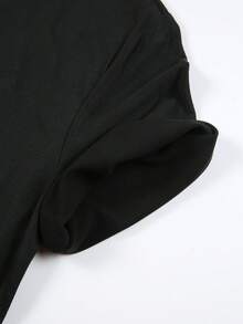 Disney Interstellar Baby Lilo Riding Stitch Printed Loose Short Sleeved T-Shirt Women's Casual Top - màu đen - Xem 4