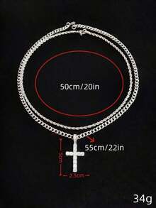 2pcs Set Men's Rhinestone Accent Cuban Twist Rope Chain Necklace With Cross Pendant, Fashion Versatile Accessory, Suitable For Men & Women, New Year, Valentine's Day Gift - Nhiều màu - Xem 10