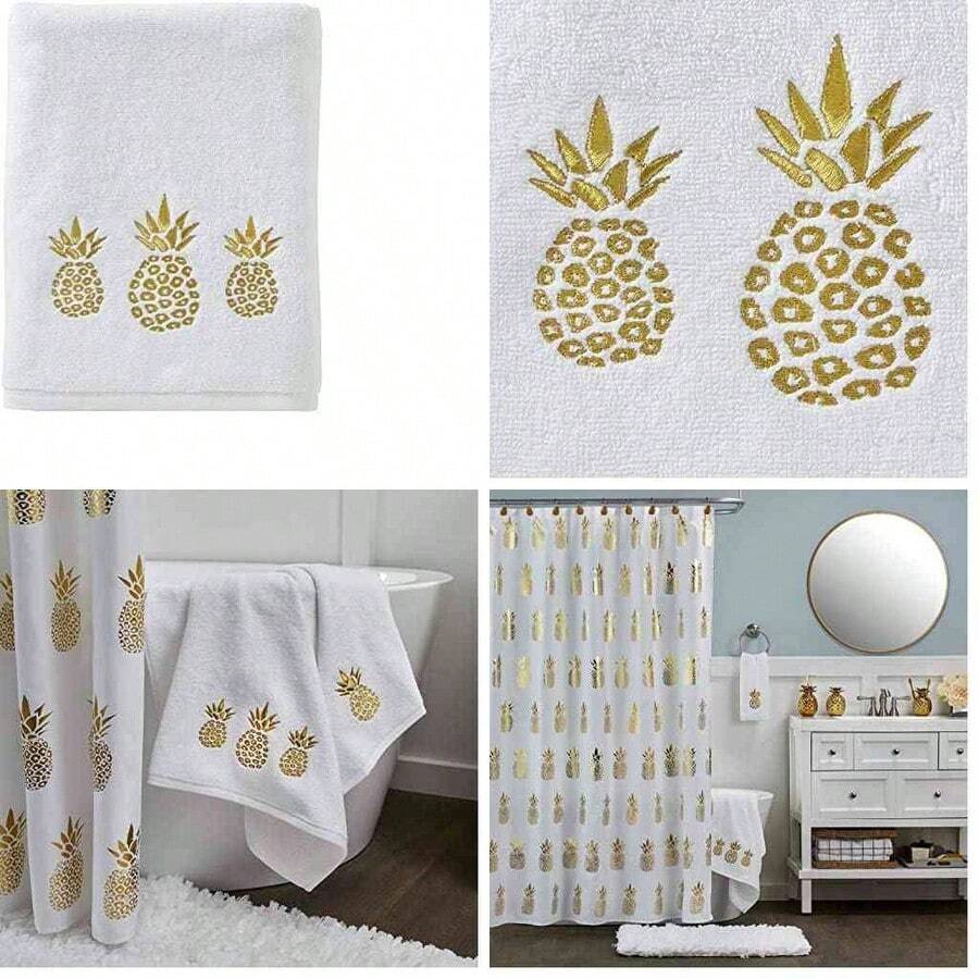 OpenHISKL Home - Juego de Toallas de Mano de pia Dorada, Color Blanco - juego de toallas de mano, blanco - Ver 1