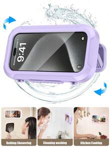 360° Rotation Waterproof Shower Phone Holder, Retractable, Angle Adjustable, Shower Caddy, Shower Organizer, Shower Phone Case, Anti-Fog High Sensitivity Cover Mount Box For Bathroom Wall, Mirror, Bathtub, Kitchen, Waterproof Bathroom Touch Screen Phone Bathroom Decor Summer - One Size - View 11