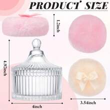Hộp đựng mỹ phẩm bằng thủy tinh trong suốt có vân sọc, nắp đậy và bông phấn mềm mại, hộp đựng mỹ phẩm và phụ kiện nhỏ sang trọng kiểu Victoria, hộp trang trí phòng tắm thanh lịch, hộp phấn trang trí có vân sọc tinh tế, hộp đựng mỹ phẩm trang điểm phòng tắm cổ điển, quà tặng đựng mỹ phẩm lý tưởng cho phái nữ, hộp đựng bông phấn, hộp đựng mỹ phẩm, phụ kiện phòng tắm, quà tặng ngày Valentine - Nhiều màu - Xem 3