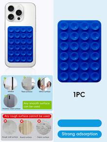 48pcs Double-Sided Suction Cup Phone Holder, 24 Suction Cups Per Side, Detachable Phone Stand, Waterproof, 360° Rotation, Suitable For Smooth Surfaces Like Bathroom Walls, Glass Mirrors, Vanity Tables, Not For Rough Walls, Fits All Phones And Mini Tablets