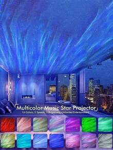 1pc Star Projector Lamp With Remote Control - Arctic Aurora Bedroom Decor, Modern Desk Lamp, Suitable For Holidays, Parties - Holiday Gift Idea, Bedside Night Light, Camping Lighting Display, Fantasy Room Decor, USB Powered Lamp, Romantic Bedroom Lighting - 黑色 - 查看 6