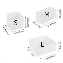 1/3/6pcs Foldable Storage Boxes For Clothes Pants Socks Underwear Cosmetics Accessories Bedroom Closet Organizer Container Set Fabric Cube Bins Stackable Drawer Dividers Home Organization Solutions - White - View 11