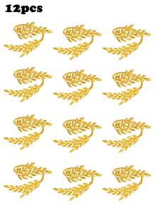 4-24pcs Metal Leaf Napkin Rings, Napkin Holders, Wheat Napkin Rings For Wedding, Christmas Party, Banquet, Dinner