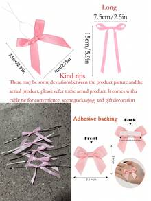 10 Pcs Valentine Decorative Bows With Convenient Ties - Pink Decorative Bows Perfect For Wine Glass Decoration Holiday Decorations, Country Crafts And Gifts | Classic Polyester Ribbon Bows For Holiday Home And Wedding Decorations, Valentine's Day Decorations, Mother's Day Decorations, Graduation Season Decorations, Gift Decorations, Candy Wrapping Decorations, Pink Decorations - Pink - View 2