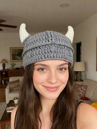 Stickad mössa för vuxna, högtalare, handvävd, en söt presentidé för bebisar/vuxna under helgerna, även lämplig för bebis- eller pappakläder, fotoaccessoarer, barbarisk design, för vuxna, denna present kan inte bara få fram mycket skratt