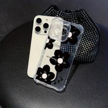 透明なスペースデザインのスマホケース、5、6、6S、6Plus、8、SE2、SE3、X、XS、XR、11、11Pro、11Pro、12、12、13、14、15、16、17、18、19に適しています。 4つのコーナーの耐衝撃性で落下防止、バレンタインデーの彼女への誕生日プレゼントに最适な黒い花の茎の保護性と軽量性に優れた高品質シェルケース。 - クリア - チェックする 6