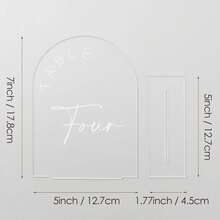 Gold Mirror Arched Wedding Table Numbers With Stands 1-10, 5x7 Inch Acrylic Arch Sign With Holder, Table Number 1-10, 5"X7") (DM9102) - Frosted White Font - View 3
