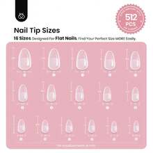 Beetles Tipex  Apex Nail Tips Short Oval, Nail Supplies Nail Stuff Nail Stuff Nail Tech Supplies 512Pcs 16 Sizes Pre-Building & Pre-Etched Gel Nail Tips Thicker Acrylic Nails Strong Full Cover False Nail Extension Press-On Nails,37984263 - 銀色 - 查看 5