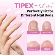Beetles Tipex Lite Apex Nail Tips Kit,Square Long,192pcs 16 Sizes,Nail Supplies Nail Stuff Nail Stuff Nail Tech Supplies With UV Nail Glue, Base & Top Coat, Mini Nail , Nail C & Cuticle Nipper,Pre-Building Pre-Etched Acrylic Tips Kit,37984271 - 墨綠色 - 查看 2