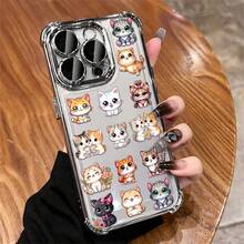1pcs Cute Cartoon Cats Phone Case Compatible with Apple Phone17 16 15 14 13 12 11 ProMax Antidrop Phone Case, Fullwrap Softshell, Girlish Style, Funky, Fashion, Exquisite, Can Be Given To Friends or Lovers - Plateado - Ver 3