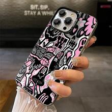 1pcs Funky Cartoon Graffiti Phone Case Compatible with Apple Phone 17ProMax 16 15 14 13 12 11ProMax Pro Xs Max XS X 7plus 8plus Silicone Shock Proof Vintage Quirky Cute Funny You Can Give It To Yourself Can Be Given To Friends - Negro - Ver 3