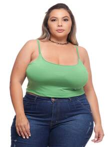 TOP Cropped Feminina Suflex Strap PLUS SIZE - Verde Oscuro - Ver 4