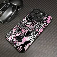 1pcs Funky Cartoon Graffiti Phone Case Compatible with Apple Phone 17ProMax 16 15 14 13 12 11ProMax Pro Xs Max XS X 7plus 8plus Silicone Shock Proof Vintage Quirky Cute Funny You Can Give It To Yourself Can Be Given To Friends - Negro - Ver 4