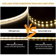 Tira de luz LED COB alimentada por caja de baterías (baterías no incluidas) con interruptor, súper brillante sin deslumbramiento ni puntos de luz, instalación sin taladro, luz de relleno especial para decoración del hogar/cocina/baño/espejo de vanidad/debajo de la cama, luz ambiental para fiesta/tema espacial/Día de San Valentín/Pascua/Ramadán, luz LED para dormitorio, tira LED autoadhesiva, luz de techo para sala de estar, accesorios para dormitorio, decoración de habitación - Multicolor - Ver 10