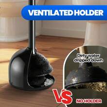 Denvlex Toilet Plunger With Holder, Heavy Duty Plunger And Holder Combo For Bathroom Cleaning, Bathroom Decor, Bathroom Accessories, Toilet Bowl Cleaners, Black, 188inch - ColorA - View 2