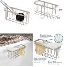 OpenHi InterDesign Gia Estropajero, repisa de Cocina de Metal con Recubrimiento Inoxidable para esponjas y estropajos, Blanco Perla - blanco nacarado - Ver 1