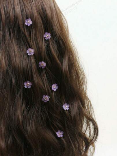 10pcs Rhinestone Flower Hair Clips, Braided Hair Clips, Women Hair Accessories, Claw Clips, Hair Slide, Hair Barrettes, Party