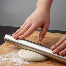 SGIAWETA Simple Stainless Steel Rolling Pin, Suitable Baking, Rolling Dough Sugar, Cookies, Pies, Dumplings, Wontons, And Pizza Dough, Hollow Lightweight Stainless Steel Dough Roller 11./9.84/.87inch Optional-Birthdaygift - 大號擀麵杖 - 查看 12