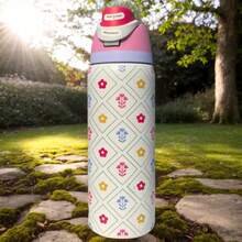 Owallo ' 32oz Insulated Stainless Steel Water Bottle With Straw And Handle, Available In A Variety Of Cute Cartoon Designs. Suitable For Sports, Outdoor Activities, Travel, And Student Use. - 粉紅紫 - 查看 1