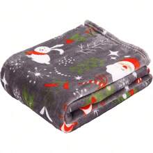 2026 Elegant Comfort Velvet Touch Ultra Plush Christmas Holiday Printed Fleece Throw/Blanket-50 X 60inch, (Reindeer), 50 X 60 Inch (W912) - 聖誕老人雪人灰色 - 查看 2