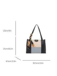 Túi xách đeo vai một bên thời trang tối giản in chữ (kèm khăn), thích hợp để đi mua sắm, đựng ví, phù hợp cho phụ nữ trẻ, sinh viên đại học, người mới đi làm và nhân viên văn phòng. Lý tưởng cho văn phòng, trường đại học, công việc, sự kiện kinh doanh, đi lại, hoạt động ngoài trời, du lịch và làm quà tặng. - Màu xanh lam - Xem 8