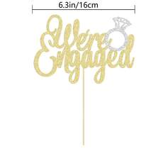 1Pc Glitter "We're Engaged" Cake Topper With Diamond Ring Decor, Gold & Silver Sparkly Cake Sign For Engagement Party, Wedding Proposal, Anniversary Cake Decorations - Multicolor - View 6