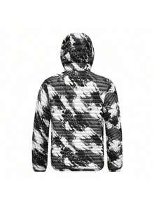 2025 Chaqueta Acolchada con Capucha de Impresión Digital para Hombres Abrigos de Invierno Ligeros Cálidos Moda Exterior Ropa de Calle - Negro - Ver 2