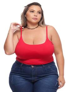 TOP Cropped Feminina Suflex Strap PLUS SIZE - Red - View 1