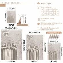 3 件套现代墙面艺术海报，抽象帆布画套装 - 优雅的白色和灰色墙面装饰，大地色调，中性色，禅意艺术，几何线条，农舍风格，禅意花园风格，带框或不带框，房间装饰，家居装饰，大学宿舍公寓装饰，酒店，家庭，客厅，卧室，浴室和办公室墙面装饰礼品。 - 彩色 - 查看 9