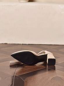 Women's Pointed Toe Buckle Design Everyday Versatile Fashion High Heels - Beige - View 6