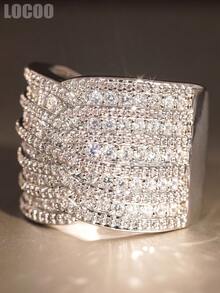 1 pieza Anillo clásico de circonita cúbica para mujer para boda, compromiso, aniversario, fiesta, joyería, regalo del Día de San Valentín - 1# - Ver 5