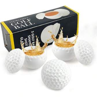 3pcs Plastic Golf Ball Shaped Water Cups - Individually Packaged, Reusable, Moon Pattern Golf Ball Design, Ideal Gift For Golfers