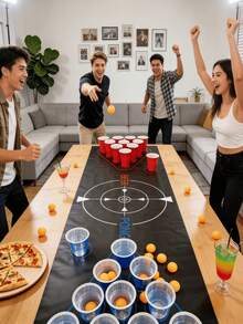 3/9/24 件装派对乒乓球游戏杯套装，适用于啤酒乒乓球游戏，可重复使用的红蓝塑料派对杯，适用于桌面和地板游戏、饮酒游戏、户外露营派对、圣诞酒吧游戏、家庭休闲游戏、泳池啤酒乒乓球、棋盘游戏、情侣游戏之夜（轻微色差）