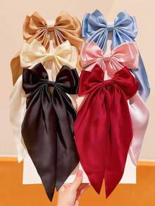 Bộ 6 kẹp tóc nơ lớn bằng satin, phụ kiện tóc kiểu cổ tích ngọt ngào, đa năng cho phụ nữ và bé gái, phù hợp với tóc dài, ngắn, thẳng, xoăn, kiểu tóc buộc nửa đầu hoặc búi cao, kẹp tóc, phụ kiện đội đầu, ghim cài tóc - Nhiều màu - Xem 8