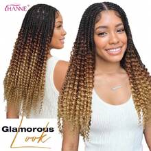 Braided Wigs For Black Women Double Full Lace Box Braided Wigs Synthetic Curly Glueless Braid Wig With  Hair 3D Curls Braided Wig 24 Inch (1B/30/27, Curly-24),38059041 - 挑染綠色 - 查看 6