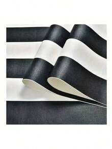 一卷自粘墙纸，条纹木纹图案，无缝拼接，可移除，非常适合客厅和卧室墙面装饰，也可用于橱柜和桌面翻新。多种尺寸可选。 - 黑與白 - 查看 8