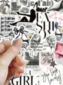50pcs Silver Lucky Girl Stickers, Waterproof Cartoon Decorative Stickers Scrapbooking, Notebook, Laptop, Luggage, Guitar, Bottle, Phone, - 多色的 - 查看 6