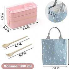 U Chef Lonchera tipo bento con 3 espacios de silicona para comida y almuerzo, Set de contenedores ecolgico para nios o adultos, Diseo elegante y compacto incluye bolsa porttil (Beige) - Beis - Ver 3