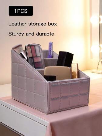 1pc Multi-Functional Makeup Brush Holder, Large Capacity Compartment Design, Convenient Desktop Organizer