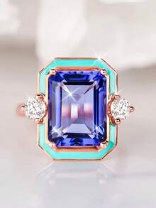 1 chiếc nhẫn Cubic Zirconia thanh lịch dành cho nữ, thích hợp làm quà tặng đám cưới, lễ đính hôn, kỷ niệm, tiệc tùng hoặc ngày Valentine. - 1 # - Xem 10