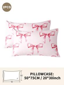 1pc/2pcs/4pcs Polyester Cute Bow Pattern Pillowcase (Pillow Insert Not Included), Soft & Comfortable, Suitable For All Seasons - Multicolor - View 33