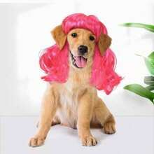 Funny Dog Cat Cosplay Wig, Pet Wigs For Halloween, Christmas, Parties, Festivals, Dog Wigs For Small Medium And Large Dogs(Rose Red Long Curly Hair),  Wigs Cosplay Mardi Gras38049244 - 漸層粉紅色 - 查看 1
