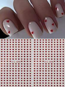 2pcs Mini Red Heart Nail Art Stickers, Valentine's Day Nail Decals, New Year Nail Supplies, DIY Nail Jewelry Decoration - 彩色 - 查看 3